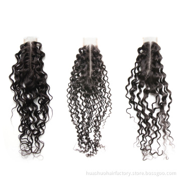 Wholesale Cuticle Aligned Unprocessed Brazilian Middle Part Swiss Lace Pre-Plucked 2X6 Curly Lace Closure